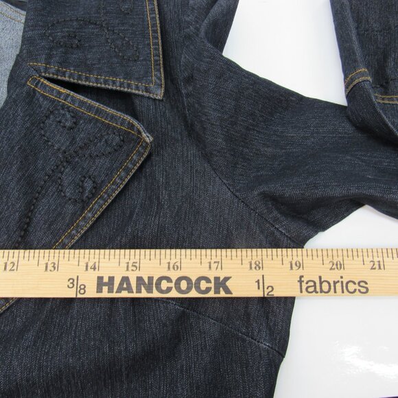 Bisou Bisou Michele Bohbot Women's 3 Button Blue Jean Jacket w/Belt Size Medium - Picture 6 of 11